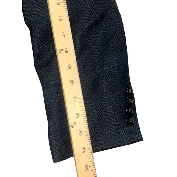 RALPH LAUREN GRAY WINDOWPANE WOOL BLAZER SUEDE ELBOW PATCHES MEN 44R - Picture 3 of 8